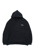 Capsule Series / CD076 Frayed-hem Patchwork Hoodie (Black)