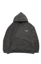 Capsule Series / CD076 Frayed-hem Patchwork Hoodie (Dark Grey)