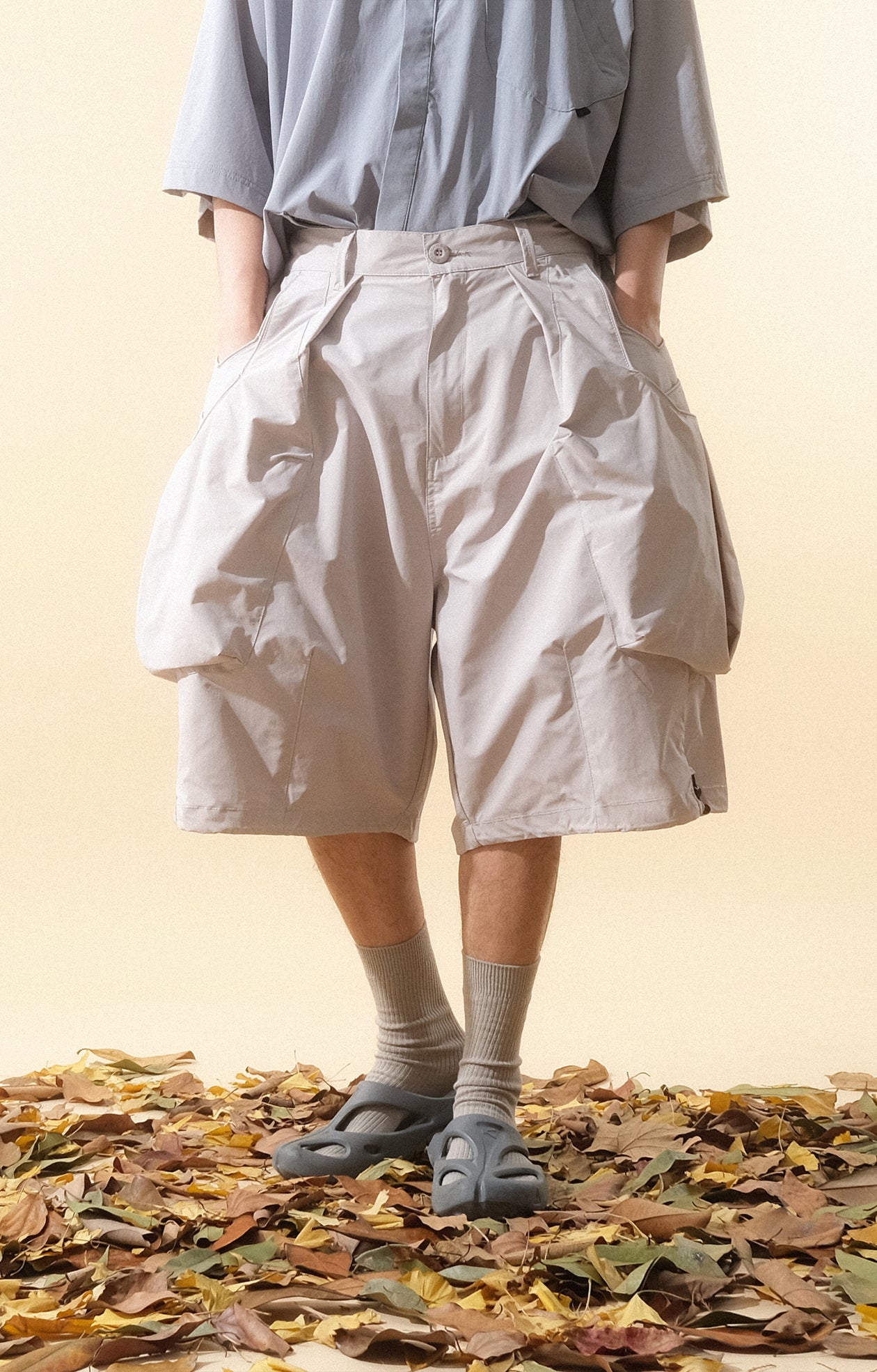 Capsule 01 / CS100 Nylon Orb Shorts (Light Grey)
