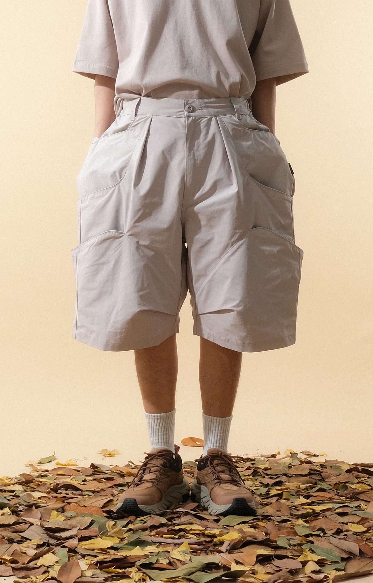 Capsule 01 / CS101 Nylon 3-layer Pocket Shorts (Light Grey)