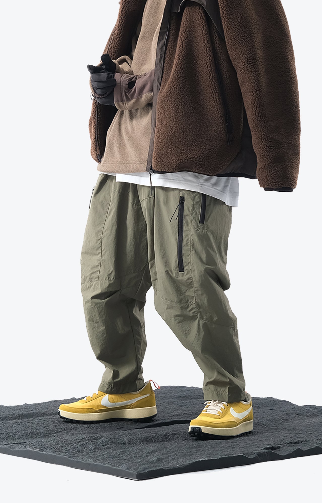 Capsule 02 / CSP-123 Quadruple Zipped Nylon Pants  (Khaki)