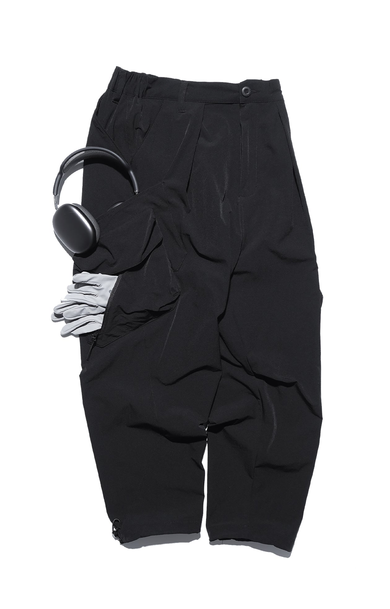 Capsule 01 / CSP-121 Double Layered Cargo Pocket Nylon Pants (Black)