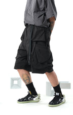 SS22 / 05 S-062 Flexible Trapezoidal Shorts (Black)
