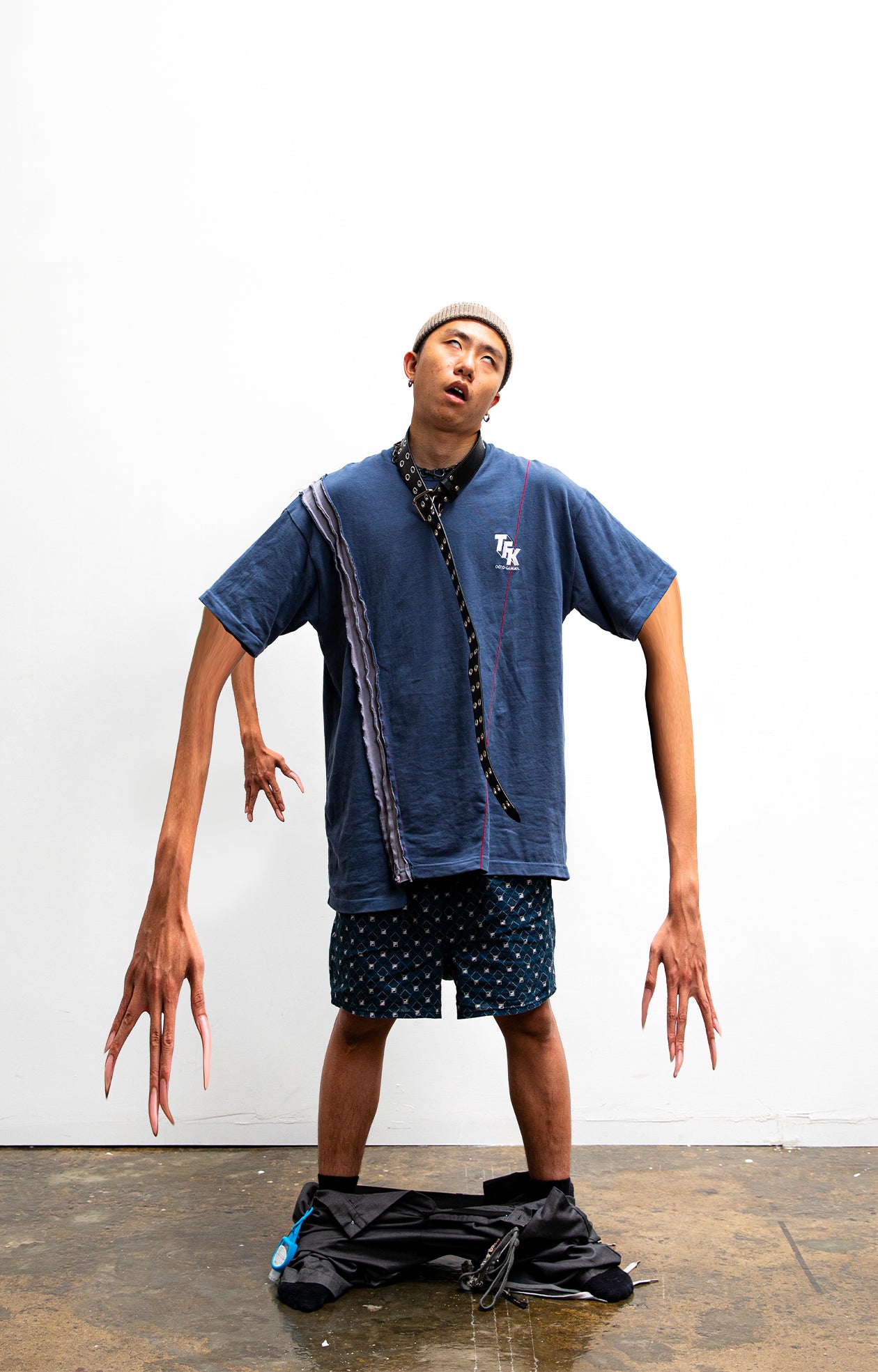 OCTO GAMBOL x TFK03 Asymmetrical T-Shirt (Blue)