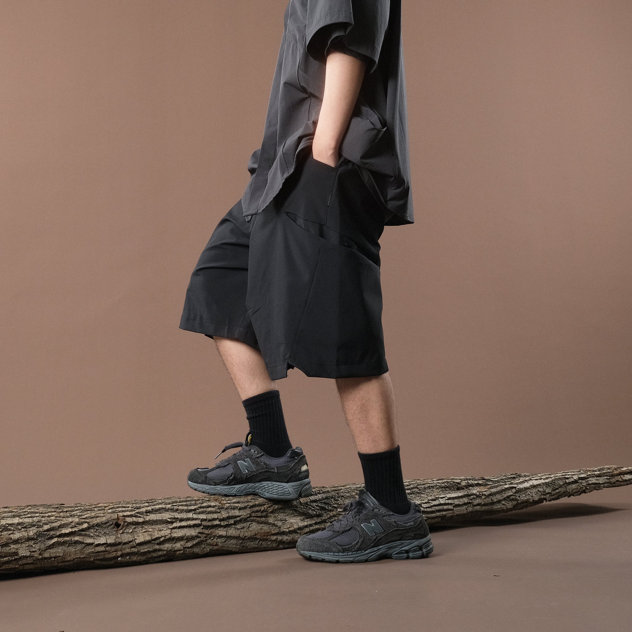 Capsule 02 / CS103 Nylon Slash Pocket Shorts (Black)