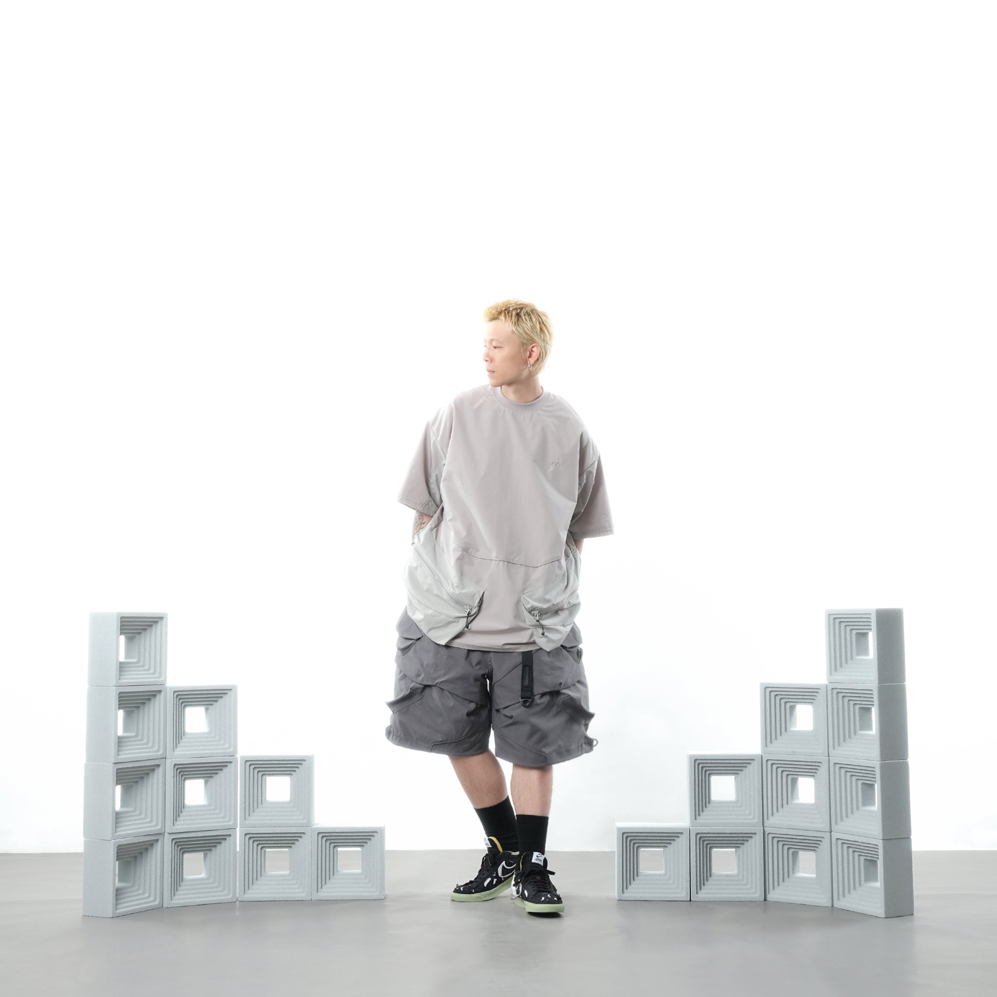 SS22 / 02 TH-060 Detachable Sleeves T-shirt (Ivory Grey)